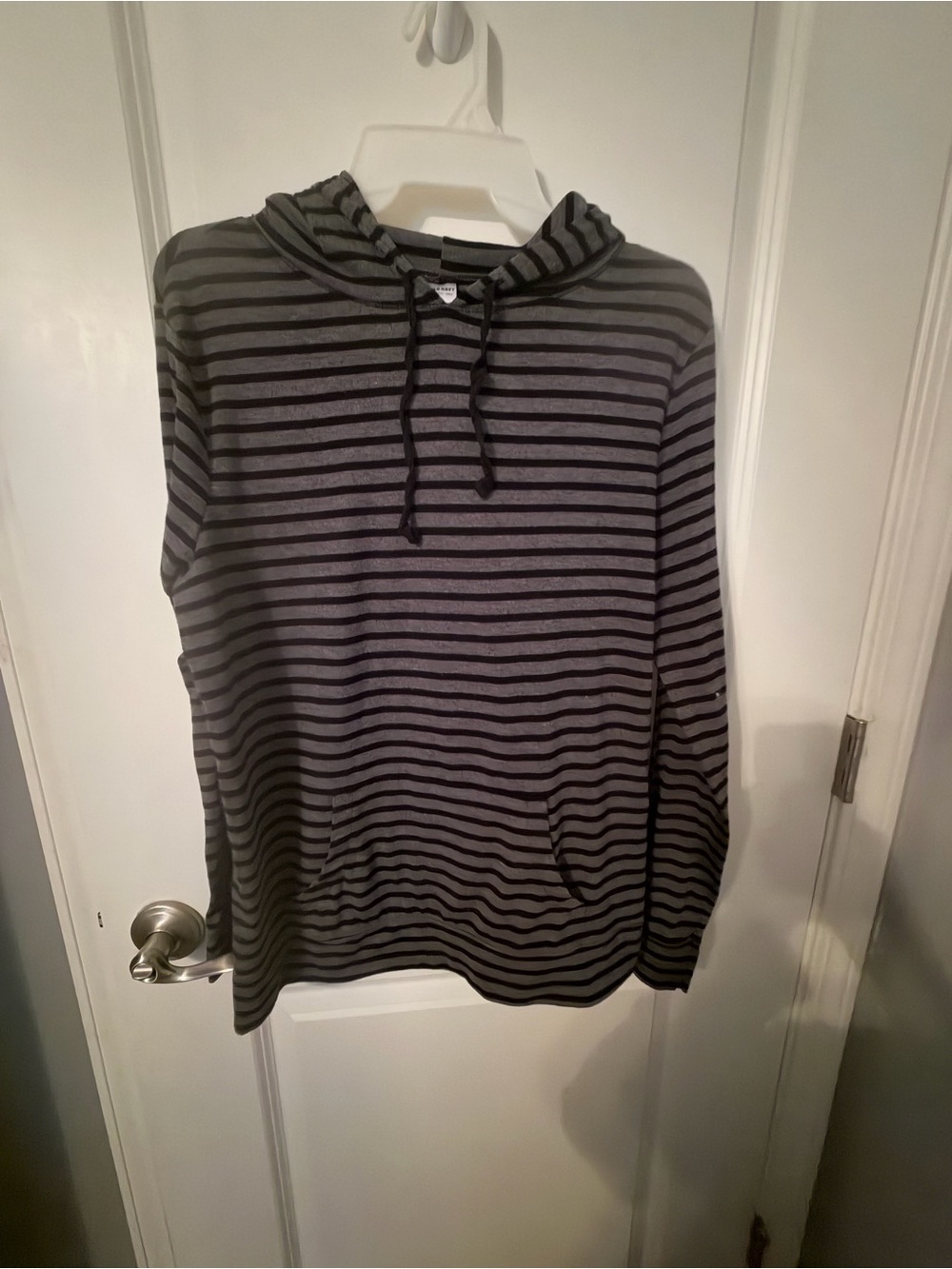 Old Navy Black and Gray Striped Hooded Pullover